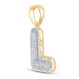 10kt Yellow Gold Mens Round Diamond Bubble L Letter Charm Pendant 3/8 Cttw