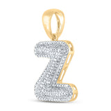 10kt Yellow Gold Mens Round Diamond Initial Z Letter Charm Pendant 5/8 Cttw