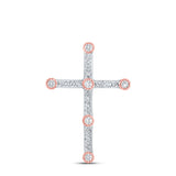 10kt Two-tone Gold Womens Round Diamond Cross Pendant 1/4 Cttw