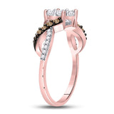 10kt Rose Gold Womens Round Brown Diamond Cluster Ring 1/2 Cttw