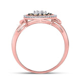 10kt Rose Gold Womens Round Brown Diamond Flower Cluster Ring 1/2 Cttw