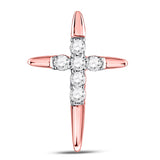 10kt White Gold Womens Round Diamond Cross Pendant 1/10 Cttw