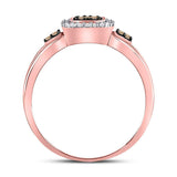 10kt Rose Gold Womens Round Brown Diamond Square Cluster Ring 1/8 Cttw