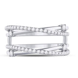 14kt White Gold Womens Round Diamond Wedding Wrap Ring Guard Enhancer 3/8 Cttw