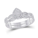 10kt White Gold Baguette Diamond Bridal Wedding Ring Band Set 1/5 Cttw