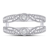 14kt White Gold Womens Round Diamond Wrap Ring Guard Enhancer 1/3 Cttw