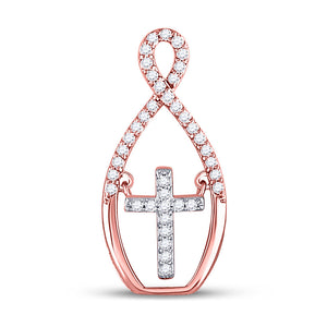 10kt Two-tone Gold Womens Round Diamond Moving Twinkle Cross Pendant 1/6 Cttw
