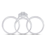 14kt White Gold Round Diamond Bridal Wedding Ring Band Set 1-1/2 Cttw