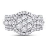 14kt White Gold Round Diamond Cluster Bridal Wedding Engagement Ring 2 Cttw