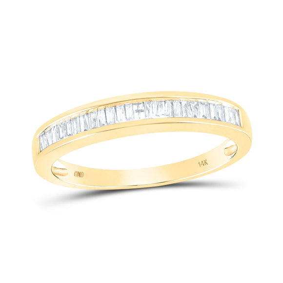 14kt Yellow Gold Womens Baguette Diamond Wedding Band 1/4 Cttw