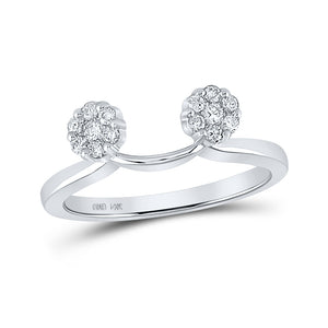 14kt White Gold Womens Round Diamond Wrap Ring Guard Enhancer 1/4 Cttw