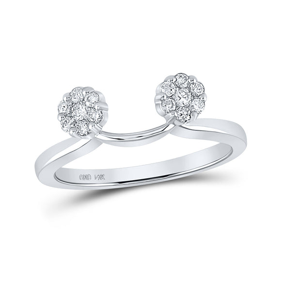14kt White Gold Womens Round Diamond Wrap Ring Guard Enhancer 1/4 Cttw