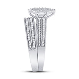 10kt White Gold His Hers Round Diamond Cluster Matching Wedding Set 3/4 Cttw