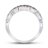 14kt White Gold Womens Round Brown Diamond Fashion Band Ring 1 Cttw