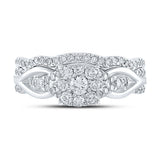 10kt White Gold Round Diamond Bridal Wedding Ring Band Set 5/8 Cttw