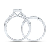 10kt White Gold Round Diamond Bridal Wedding Ring Band Set 5/8 Cttw
