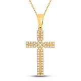 10kt Yellow Gold Womens Round Diamond Roman Cross Pendant 1/3 Cttw