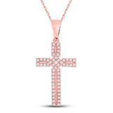 10kt Rose Gold Womens Round Diamond Roman Cross Pendant 1/3 Cttw
