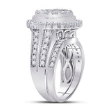 14kt White Gold Princess Diamond Bridal Wedding Ring Band Set 2 Cttw