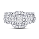 14kt White Gold Princess Diamond Bridal Wedding Ring Band Set 1 Cttw
