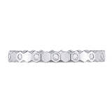 14kt White Gold Womens Round Diamond Machine-Set Band Ring 1/8 Cttw