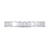 14kt White Gold Womens Round Diamond Machine-Set Band Ring 1/8 Cttw