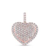 14kt Rose Gold Womens Round Diamond Heart Pendant 1-1/4 Cttw