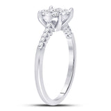 10kt White Gold Womens Round Diamond Flower Cluster Ring 1/2 Cttw