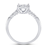 10kt White Gold Womens Round Diamond Flower Cluster Ring 1/2 Cttw