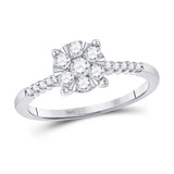 10kt White Gold Womens Round Diamond Flower Cluster Ring 1/2 Cttw