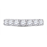 14kt White Gold Womens Round Diamond Classic Anniversary Band Ring 1 Cttw