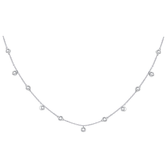 10kt White Gold Womens Round Diamond Simplistic Fashion Necklace 1/3 Cttw