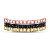 10kt Tri-Tone Gold Womens Round Black Color Enhanced Diamond Convertible Band Ring 1 Cttw
