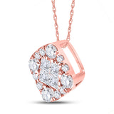 14kt Rose Gold Womens Princess Diamond Square Pendant 1/4 Cttw