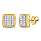 10kt Yellow Gold Round Diamond Square Cluster Earrings 1/2 Cttw