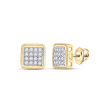 10kt Yellow Gold Round Diamond Square Cluster Earrings 1/2 Cttw