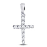 14kt White Gold Womens Round Diamond Faith Cross Pendant 1/5 Cttw