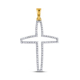 10kt Yellow Gold Mens Round Diamond Cross Outline Charm Pendant 1/4 Cttw
