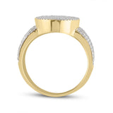10kt Yellow Gold Mens Baguette Diamond Oval Cluster Ring 1 Cttw