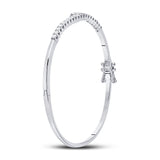 14kt White Gold Womens Round Diamond Bypass Bangle Bracelet 1 Cttw