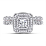 14kt Two-tone Gold Round Diamond Bridal Wedding Ring Band Set 1 Cttw