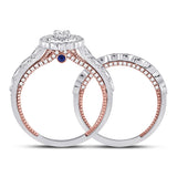 14kt Two-tone Gold Round Diamond Bridal Wedding Ring Band Set 1 Cttw