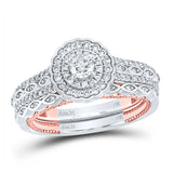 14kt Two-tone Gold Round Diamond Bridal Wedding Ring Band Set 1 Cttw