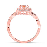 10kt Rose Gold Womens Round Morganite Starburst Solitaire Ring 3/4 Cttw