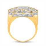 10kt Yellow Gold Mens Round Diamond Star Statement Ring 1 Cttw