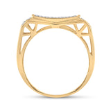 10kt Yellow Gold Mens Round Diamond Rectangle Cluster Ring 1/2 Cttw