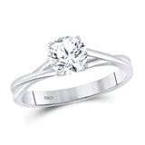 14kt White Gold Womens Round Diamond Solitaire Bridal Wedding Engagement Ring 3/4 Cttw