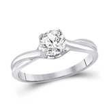 14kt White Gold Womens Round Diamond Solitaire Bridal Wedding Engagement Ring 3/4 Cttw