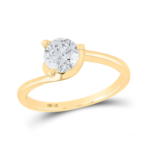 14kt Yellow Gold Round Diamond Solitaire Bridal Wedding Engagement Ring 1 Cttw