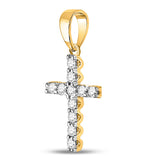 14kt Yellow Gold Womens Round Diamond Cross Pendant 1/5 Cttw